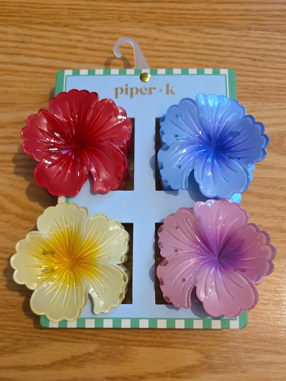 piper·k Floral Hair Clips - Red, Blue, Yellow, Pink